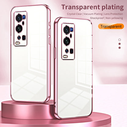vivo X60 Pro+ Transparent Fine Hole Phone Case - Crystal Clear Vacuum Plating, Anti-Fingerprint, Shock-Absorbing TPU Frame