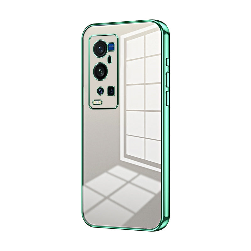 vivo X60 Pro+ Transparent Fine Hole Phone Case - Crystal Clear Vacuum Plating, Anti-Fingerprint, Shock-Absorbing TPU Frame