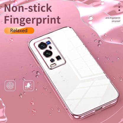 vivo X60 Pro+ Transparent Fine Hole Phone Case - Crystal Clear Vacuum Plating, Anti-Fingerprint, Shock-Absorbing TPU Frame