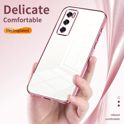 vivo V20 SE Transparent Fine Hole Phone Case - Crystal Clear Vacuum Plating, Anti-Fingerprint, Shock-Absorbing TPU Frame