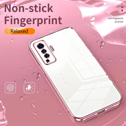 vivo X50 Transparent Fine Hole Phone Case - Crystal Clear Vacuum Plating, Anti-Fingerprint, Shock-Absorbing TPU Frame