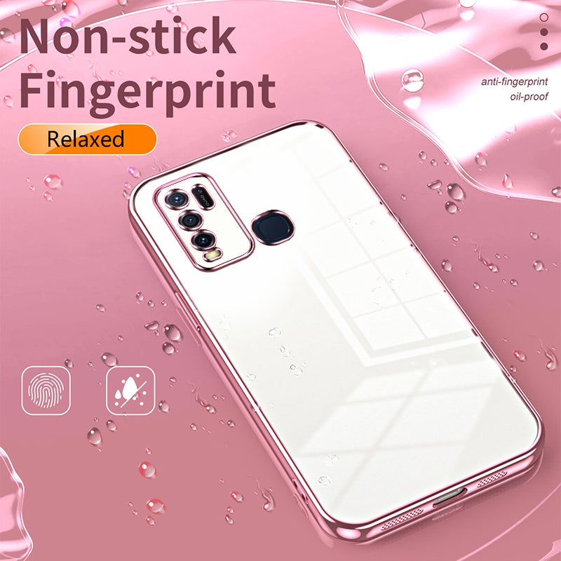 vivo Y30 Transparent Fine Hole Phone Case - Crystal Clear Vacuum Plating, Anti-Fingerprint, Shock-Absorbing TPU Frame