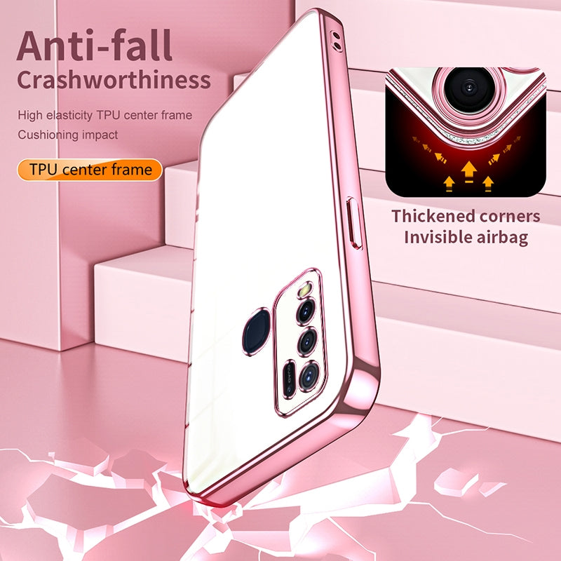 vivo Y50 Transparent Fine Hole Phone Case - Crystal Clear Vacuum Plating, Anti-Fingerprint, Shock-Absorbing TPU Frame