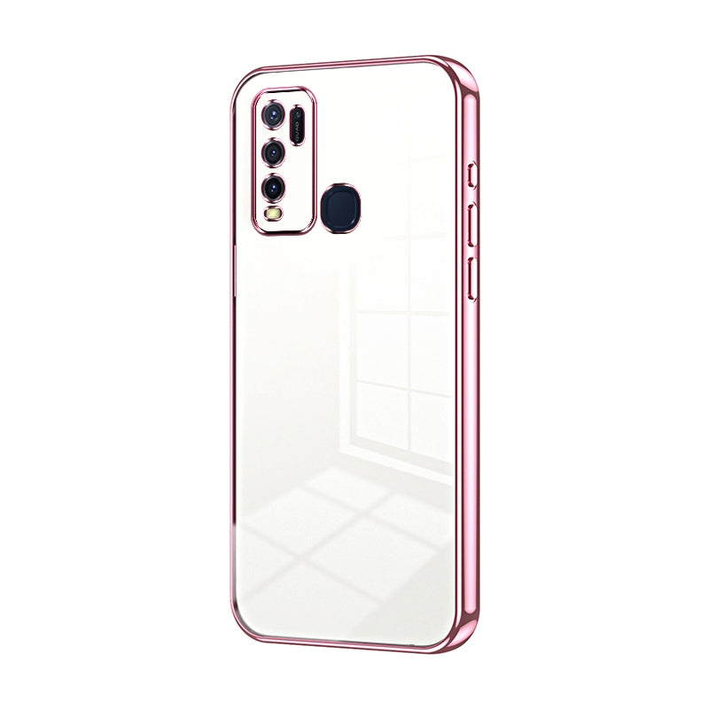 vivo Y30 Transparent Fine Hole Phone Case - Crystal Clear Vacuum Plating, Anti-Fingerprint, Shock-Absorbing TPU Frame