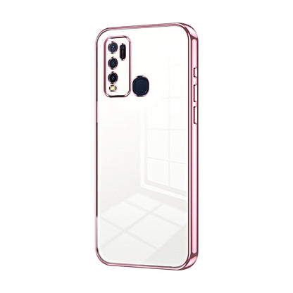 vivo Y30 Transparent Fine Hole Phone Case - Crystal Clear Vacuum Plating, Anti-Fingerprint, Shock-Absorbing TPU Frame
