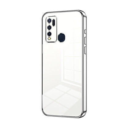 vivo Y30 Transparent Fine Hole Phone Case - Crystal Clear Vacuum Plating, Anti-Fingerprint, Shock-Absorbing TPU Frame