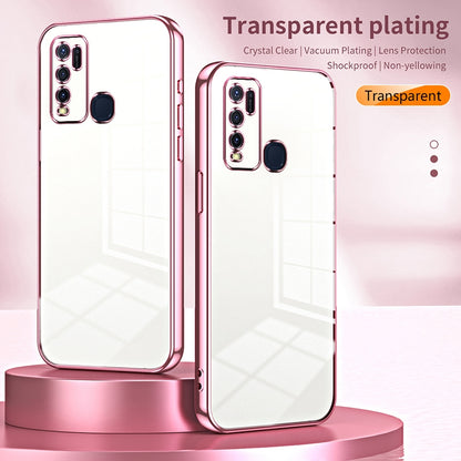 vivo Y30 Transparent Fine Hole Phone Case - Crystal Clear Vacuum Plating, Anti-Fingerprint, Shock-Absorbing TPU Frame