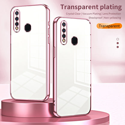 vivo Y19 Transparent Fine Hole Phone Case - Crystal Clear Vacuum Plating, Anti-Fingerprint, Shock-Absorbing TPU Frame