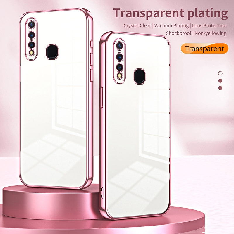 vivo Y5s Transparent Fine Hole Phone Case - Crystal Clear Vacuum Plating, Anti-Fingerprint, Shock-Absorbing TPU Frame