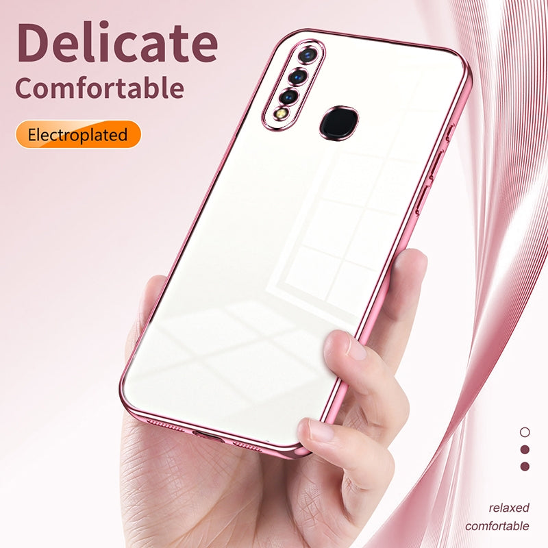 vivo U20 Transparent Fine Hole Phone Case - Crystal Clear Vacuum Plating, Anti-Fingerprint, Shock-Absorbing TPU Frame