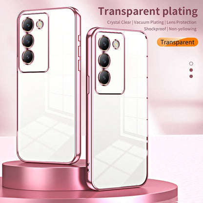vivo V30 SE Transparent Fine Hole Phone Case - Crystal Clear Vacuum Plating, Anti-Fingerprint, Shock-Absorbing TPU Frame