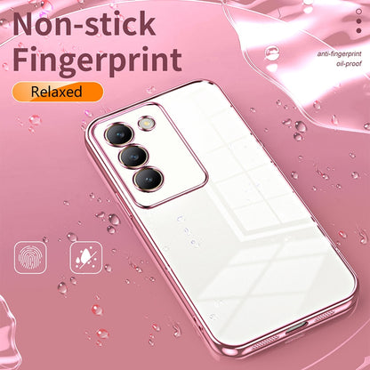vivo V30 SE Transparent Fine Hole Phone Case - Crystal Clear Vacuum Plating, Anti-Fingerprint, Shock-Absorbing TPU Frame