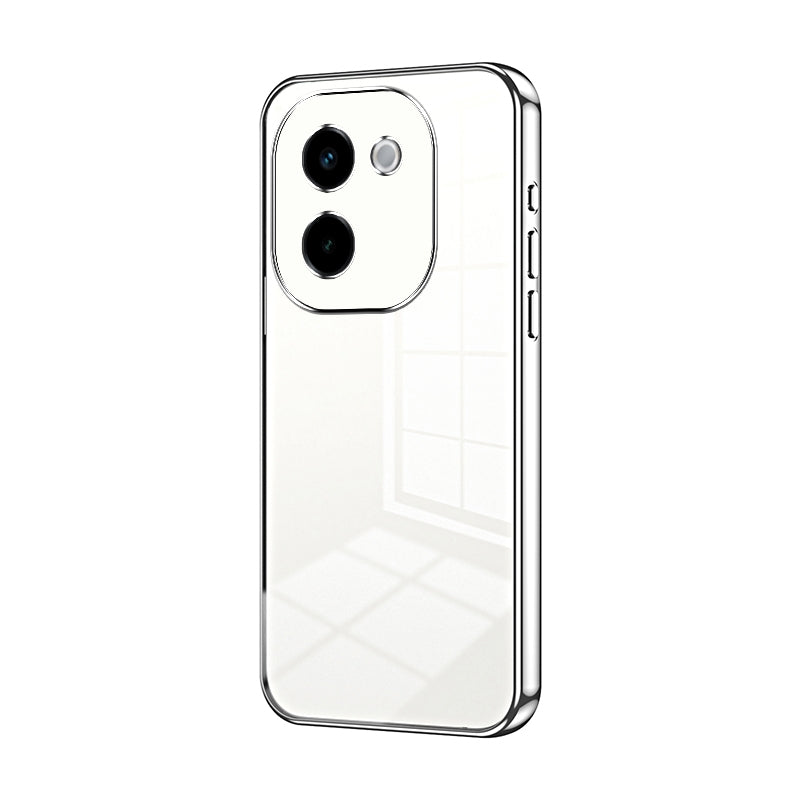 vivo Y200 Transparent Fine Hole Phone Case - Crystal Clear Vacuum Plating, Anti-Fingerprint, Shock-Absorbing TPU Frame