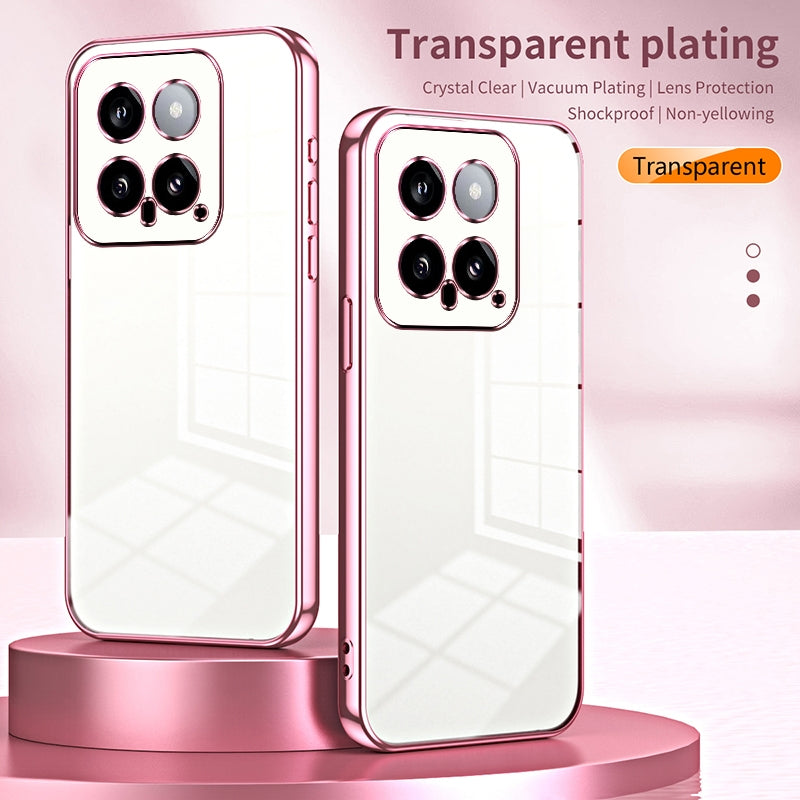 Xiaomi 14 Transparent Fine Hole Phone Case - Crystal Clear Vacuum Plating, Anti-Fingerprint, Shock-Absorbing TPU Frame