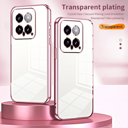 Xiaomi 14 Transparent Fine Hole Phone Case - Crystal Clear Vacuum Plating, Anti-Fingerprint, Shock-Absorbing TPU Frame