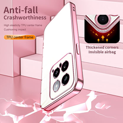 Xiaomi 14 Transparent Fine Hole Phone Case - Crystal Clear Vacuum Plating, Anti-Fingerprint, Shock-Absorbing TPU Frame