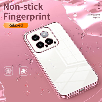 Xiaomi 14 Transparent Fine Hole Phone Case - Crystal Clear Vacuum Plating, Anti-Fingerprint, Shock-Absorbing TPU Frame