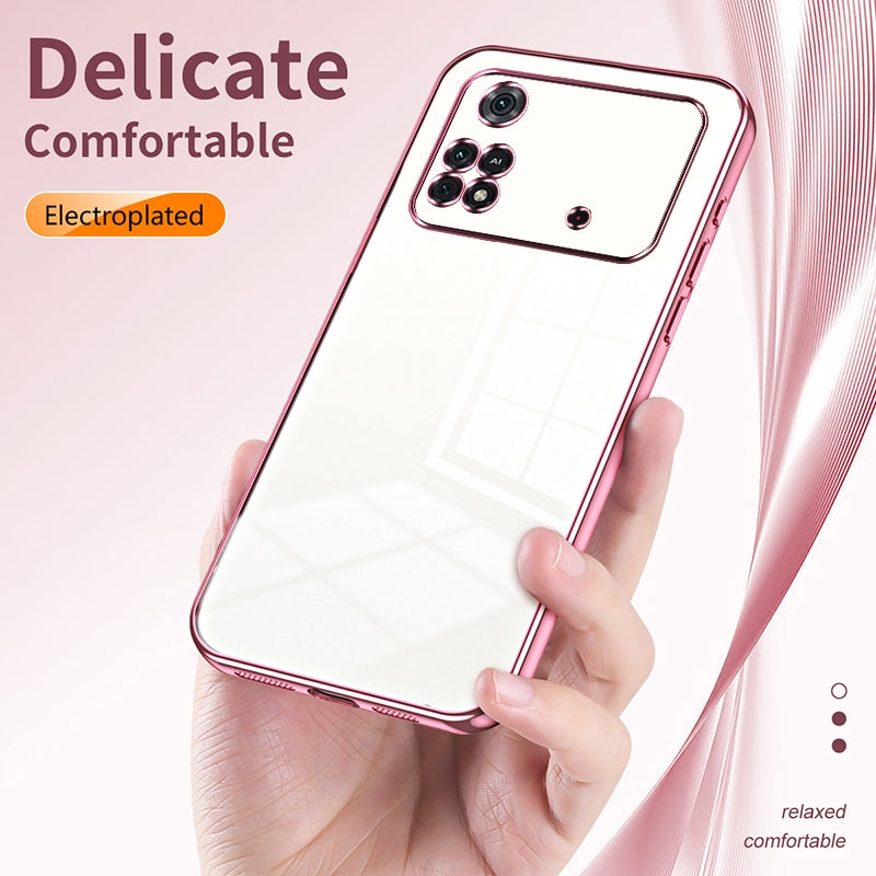 Xiaomi Poco M4 Pro Transparent Fine Hole Phone Case - Crystal Clear Vacuum Plating, Anti-Fingerprint, Shock-Absorbing TPU Frame
