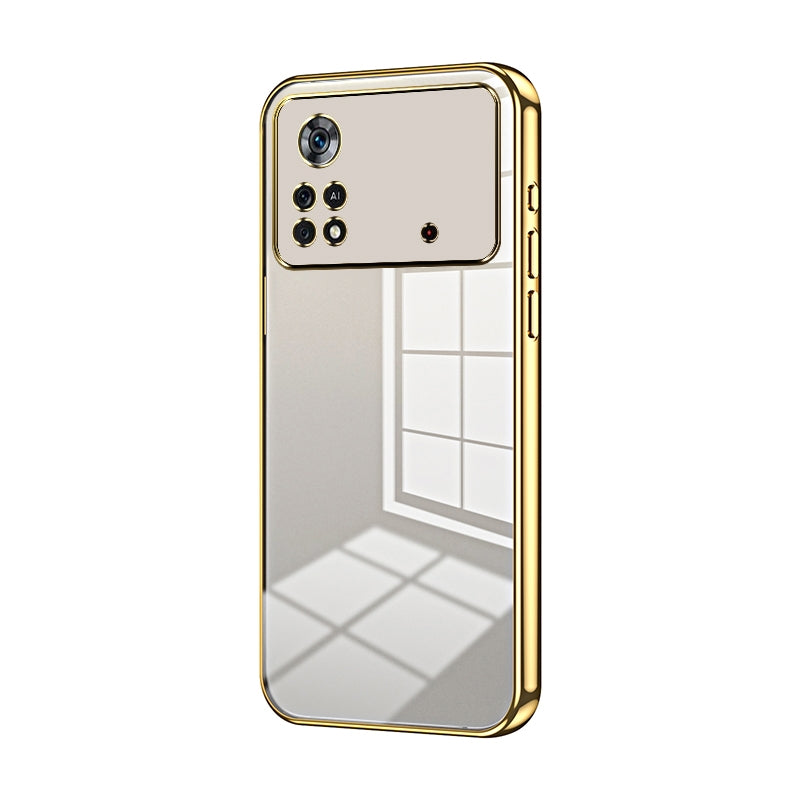 Xiaomi Poco X4 Pro 5G Transparent Fine Hole Phone Case - Crystal Clear Vacuum Plating, Anti-Fingerprint, Shock-Absorbing TPU Frame