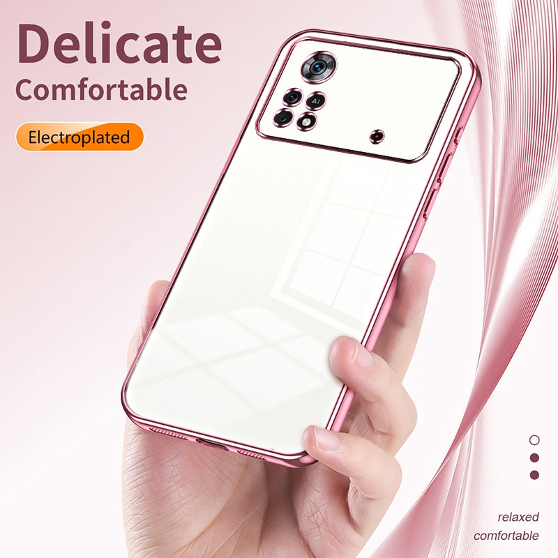 Xiaomi Poco X4 Pro 5G Transparent Fine Hole Phone Case - Crystal Clear Vacuum Plating, Anti-Fingerprint, Shock-Absorbing TPU Frame