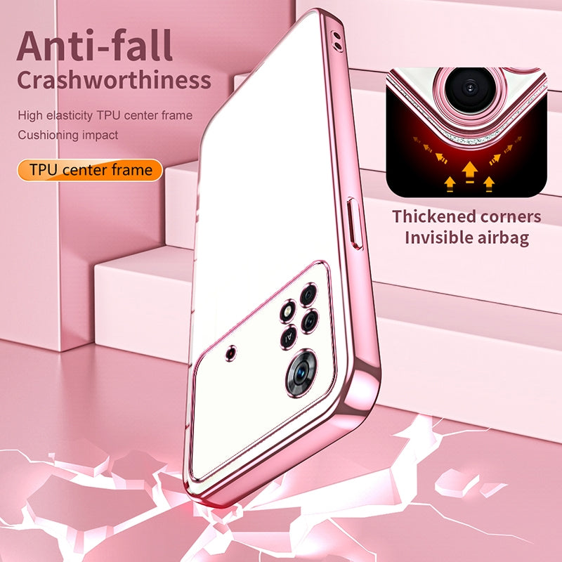 Xiaomi Poco X4 Pro 5G Transparent Fine Hole Phone Case - Crystal Clear Vacuum Plating, Anti-Fingerprint, Shock-Absorbing TPU Frame