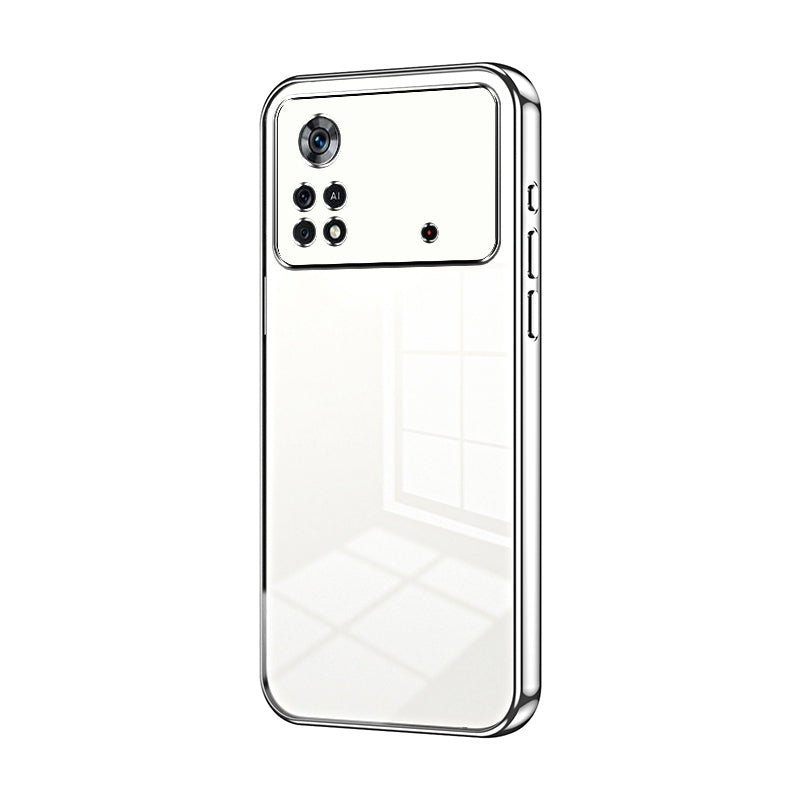 Xiaomi Poco X4 Pro 5G Transparent Fine Hole Phone Case - Crystal Clear Vacuum Plating, Anti-Fingerprint, Shock-Absorbing TPU Frame
