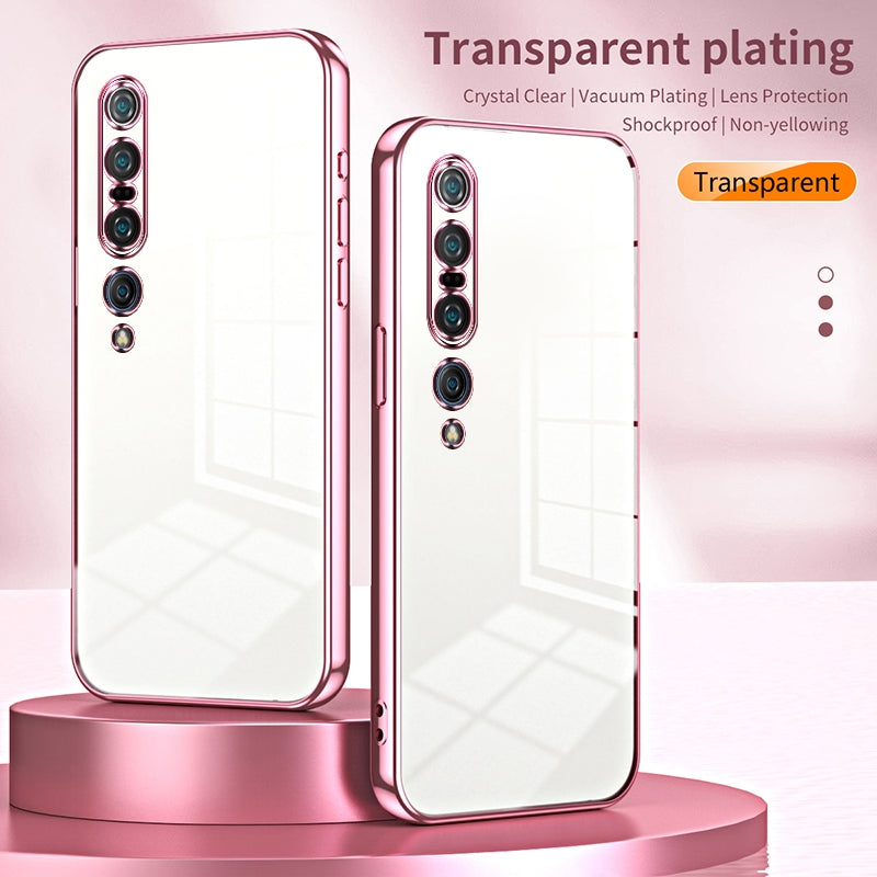Xiaomi Mi 10 Pro 5G Transparent Fine Hole Phone Case - Crystal Clear Vacuum Plating, Anti-Fingerprint, Shock-Absorbing TPU Frame