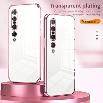 Xiaomi Mi 10 Pro 5G Transparent Fine Hole Phone Case - Crystal Clear Vacuum Plating, Anti-Fingerprint, Shock-Absorbing TPU Frame