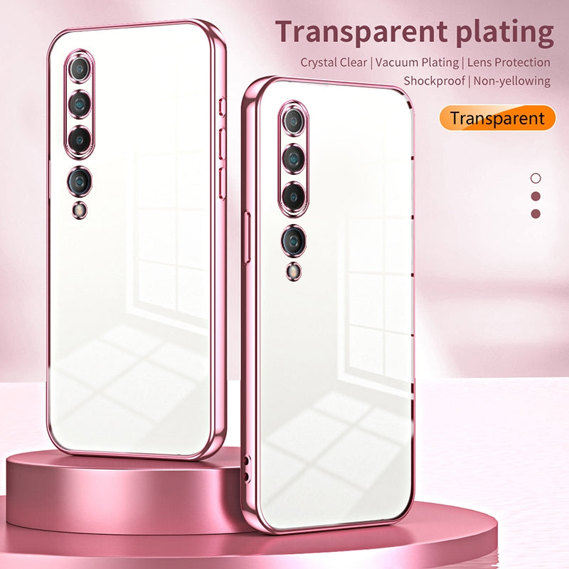 Xiaomi Mi 10 5G Transparent Fine Hole Phone Case - Crystal Clear Vacuum Plating, Anti-Fingerprint, Shock-Absorbing TPU Frame