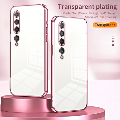 Xiaomi Mi 10 5G Transparent Fine Hole Phone Case - Crystal Clear Vacuum Plating, Anti-Fingerprint, Shock-Absorbing TPU Frame
