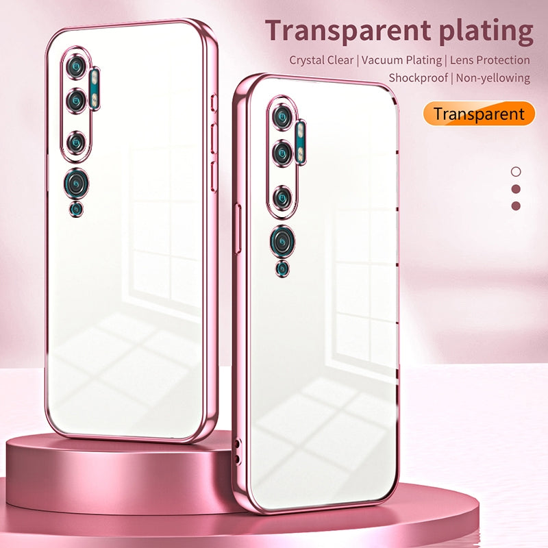 Xiaomi Mi CC9 Pro Transparent Fine Hole Phone Case - Crystal Clear Vacuum Plating, Anti-Fingerprint, Shock-Absorbing TPU Frame