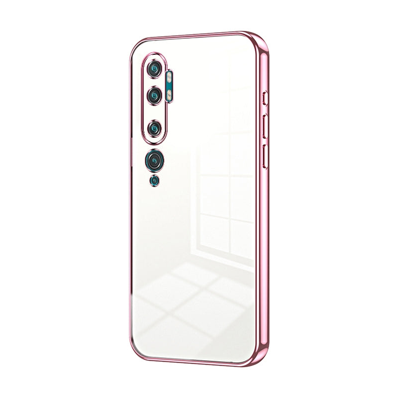 Xiaomi Mi Note 10 Transparent Fine Hole Phone Case - Crystal Clear Vacuum Plating, Anti-Fingerprint, Shock-Absorbing TPU Frame