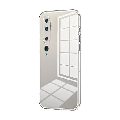 Xiaomi Mi Note 10 Transparent Fine Hole Phone Case - Crystal Clear Vacuum Plating, Anti-Fingerprint, Shock-Absorbing TPU Frame