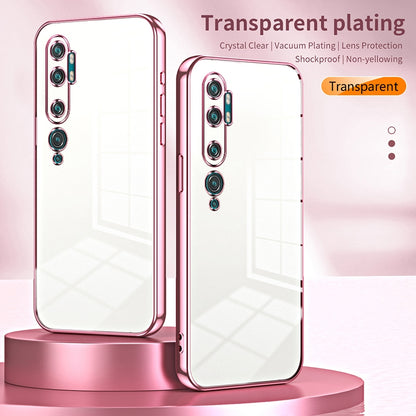 Xiaomi Mi Note 10 Transparent Fine Hole Phone Case - Crystal Clear Vacuum Plating, Anti-Fingerprint, Shock-Absorbing TPU Frame
