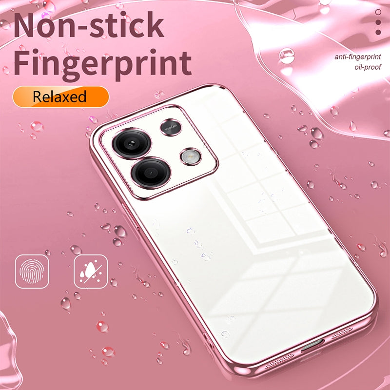 Xiaomi Redmi Note 13 5G Transparent Fine Hole Phone Case - Crystal Clear Vacuum Plating, Anti-Fingerprint, Shock-Absorbing TPU Frame