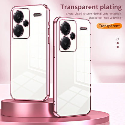 Xiaomi Redmi Note 13 Pro+ Transparent Fine Hole Phone Case - Crystal Clear Vacuum Plating, Anti-Fingerprint, Shock-Absorbing TPU Frame