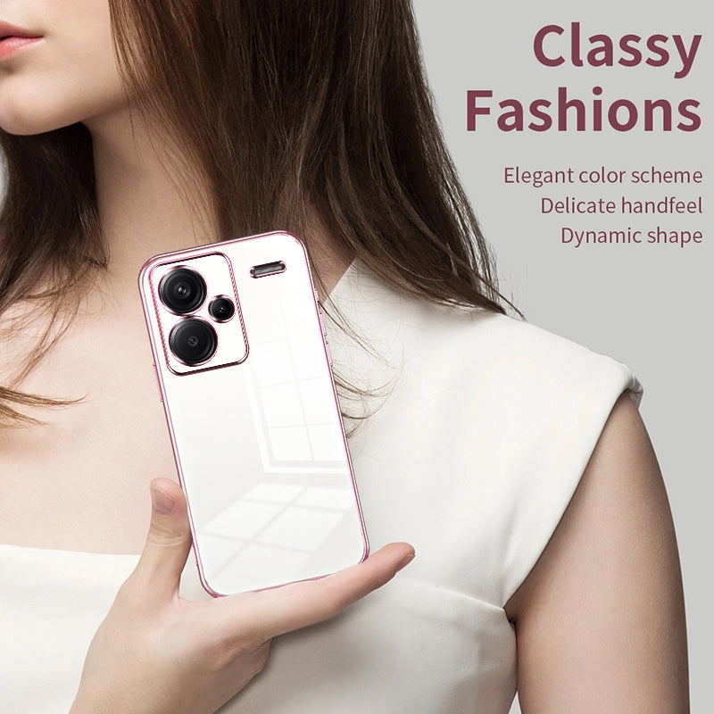 Xiaomi Redmi Note 13 Pro+ Transparent Fine Hole Phone Case - Crystal Clear Vacuum Plating, Anti-Fingerprint, Shock-Absorbing TPU Frame