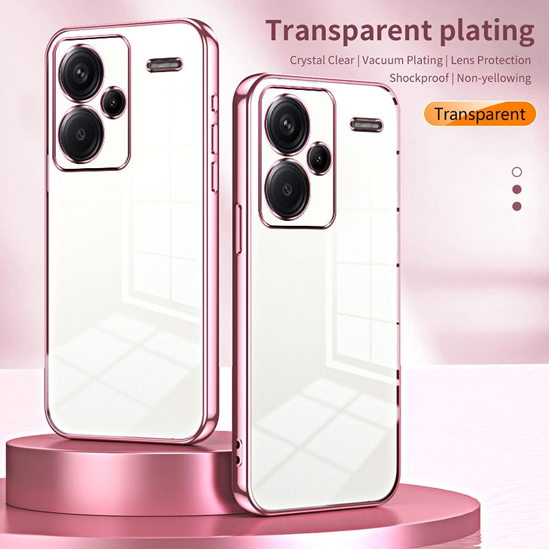 Xiaomi Redmi Note 13 Pro+ Transparent Fine Hole Phone Case - Crystal Clear Vacuum Plating, Anti-Fingerprint, Shock-Absorbing TPU Frame