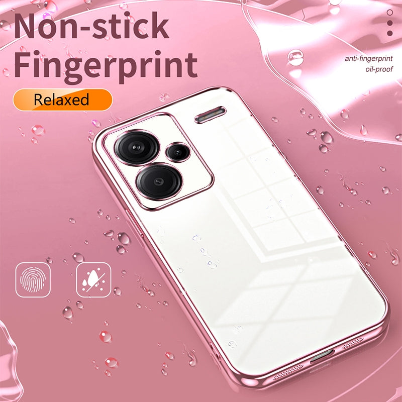 Xiaomi Redmi Note 13 Pro+ Transparent Fine Hole Phone Case - Crystal Clear Vacuum Plating, Anti-Fingerprint, Shock-Absorbing TPU Frame