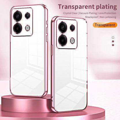 Xiaomi Redmi Note 13 Pro 5G Transparent Fine Hole Phone Case - Crystal Clear Vacuum Plating, Anti-Fingerprint, Shock-Absorbing TPU Frame