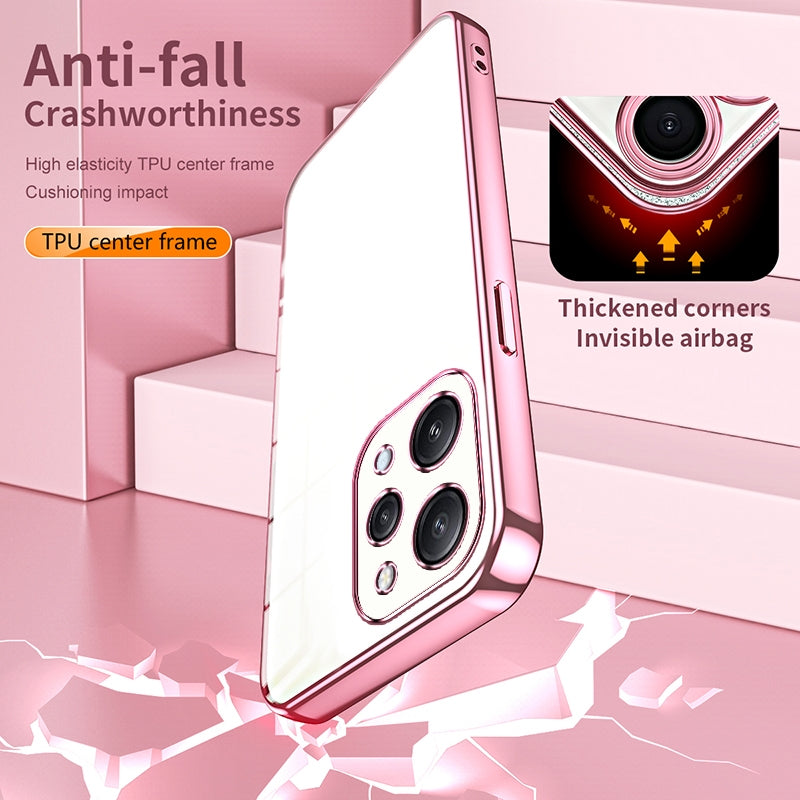 Xiaomi Redmi 12 Transparent Fine Hole Phone Case - Crystal Clear Vacuum Plating, Anti-Fingerprint, Shock-Absorbing TPU Frame