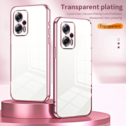 Xiaomi Redmi Note 11T Pro Transparent Fine Hole Phone Case - Crystal Clear Vacuum Plating, Anti-Fingerprint, Shock-Absorbing TPU Frame