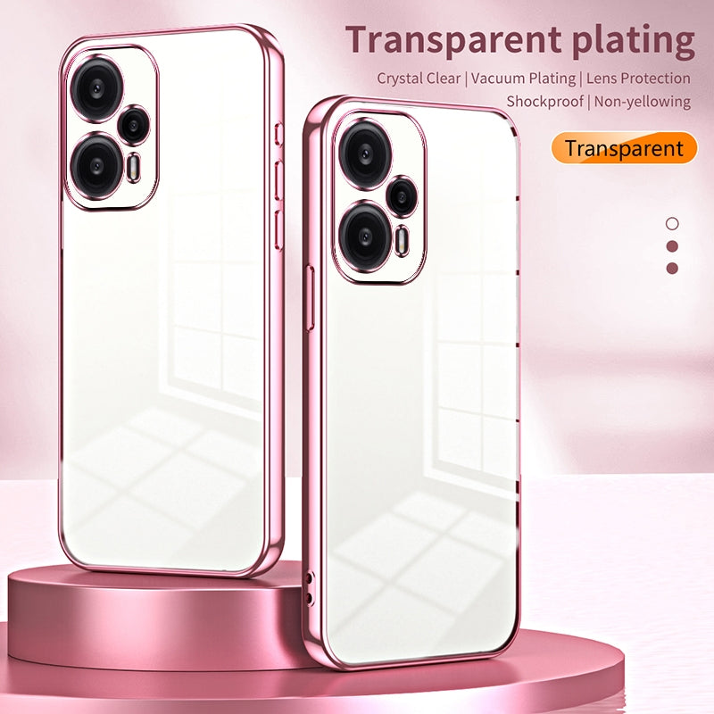 Xiaomi Redmi Note 12 Turbo Transparent Fine Hole Phone Case - Crystal Clear Vacuum Plating, Anti-Fingerprint, Shock-Absorbing TPU Frame