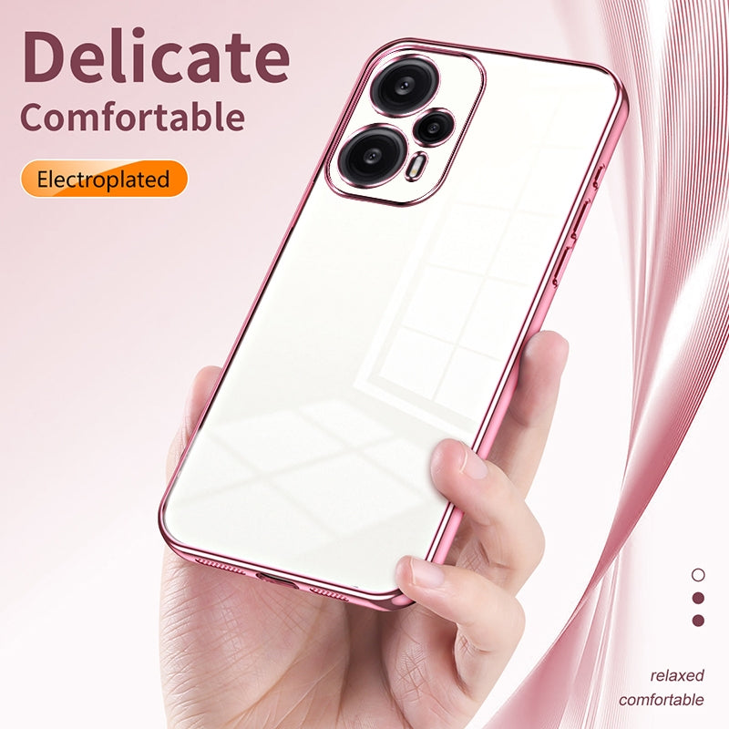 Xiaomi Poco F5 Transparent Fine Hole Phone Case - Crystal Clear Vacuum Plating, Anti-Fingerprint, Shock-Absorbing TPU Frame