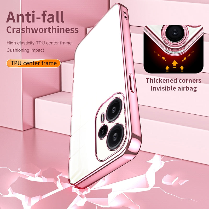 Xiaomi Redmi Note 12 Turbo Transparent Fine Hole Phone Case - Crystal Clear Vacuum Plating, Anti-Fingerprint, Shock-Absorbing TPU Frame