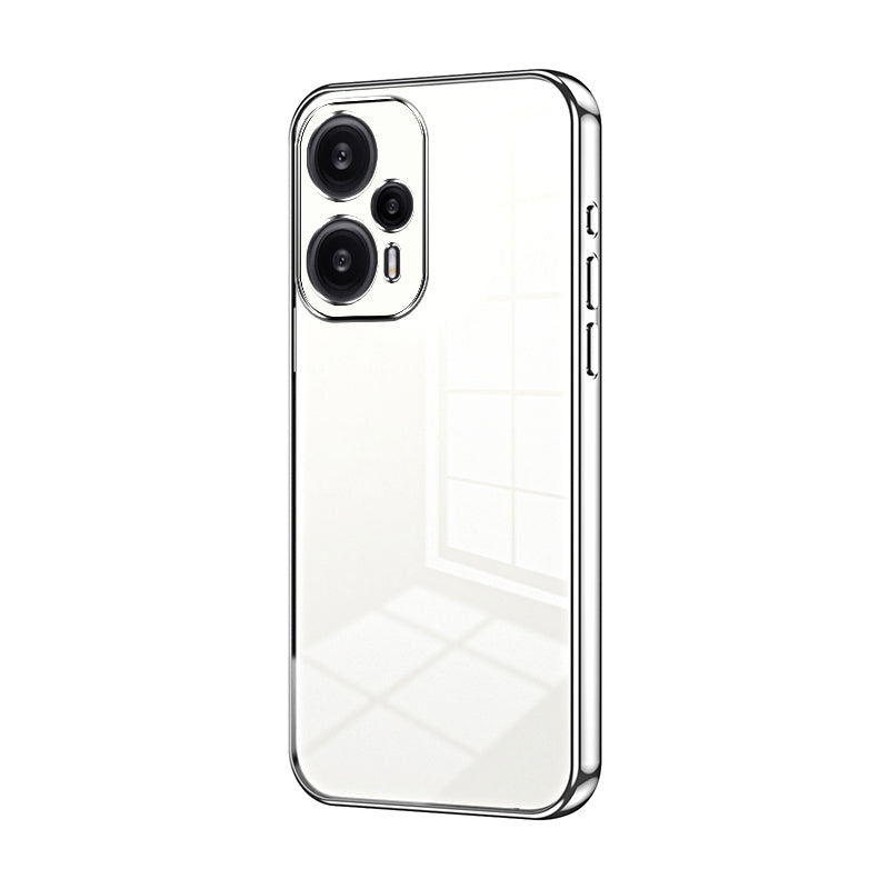 Xiaomi Poco F5 Transparent Fine Hole Phone Case - Crystal Clear Vacuum Plating, Anti-Fingerprint, Shock-Absorbing TPU Frame