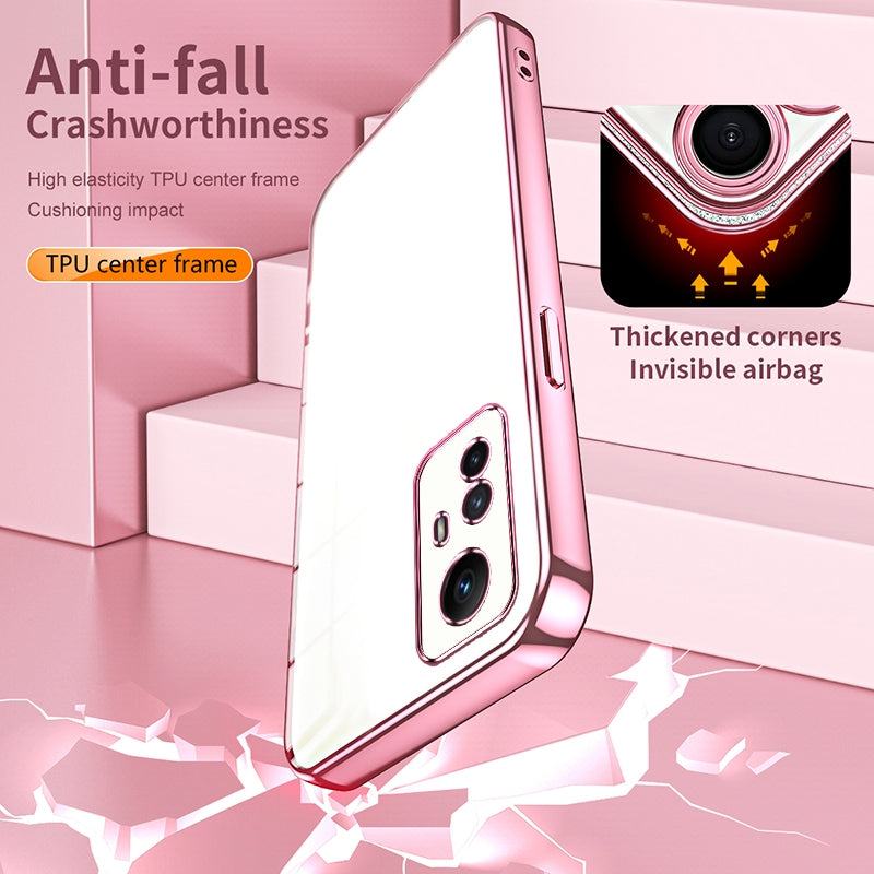 Xiaomi Redmi Note 12S Transparent Fine Hole Phone Case - Crystal Clear Vacuum Plating, Anti-Fingerprint, Shock-Absorbing TPU Frame
