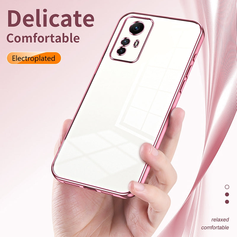 Xiaomi Redmi Note 12S Transparent Fine Hole Phone Case - Crystal Clear Vacuum Plating, Anti-Fingerprint, Shock-Absorbing TPU Frame
