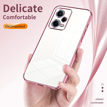 Xiaomi Redmi Note 12 Pro 5G Transparent Fine Hole Phone Case - Crystal Clear Vacuum Plating, Anti-Fingerprint, Shock-Absorbing TPU Frame