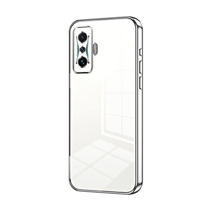 Xiaomi Redmi K50 Gaming Transparent Fine Hole Phone Case - Crystal Clear Vacuum Plating, Anti-Fingerprint, Shock-Absorbing TPU Frame